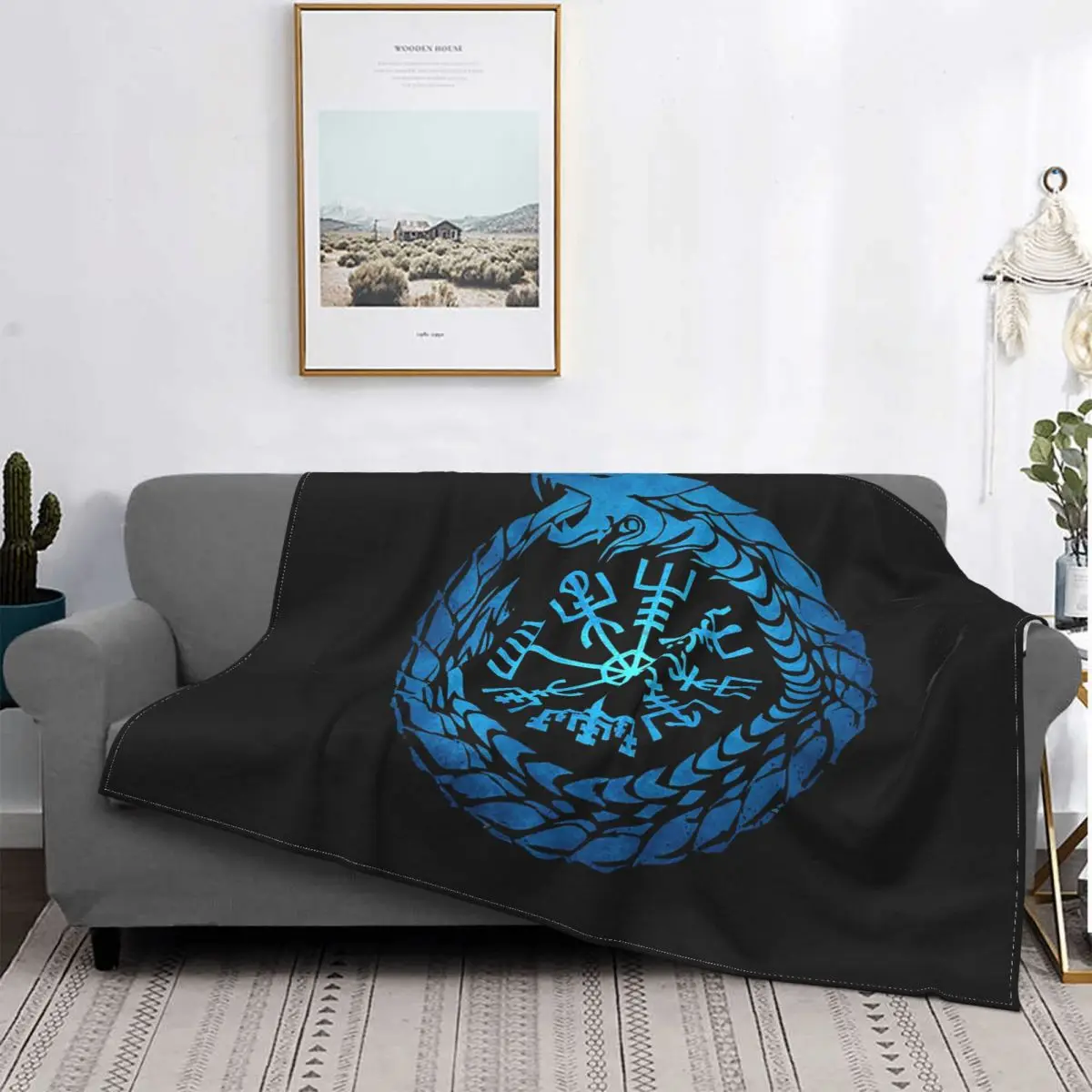 

Nordic Mythology Rune Circle Blanket Viking Symbol Plush Awesome Soft Throw Blankets For Chair Covering Sofa Decoration