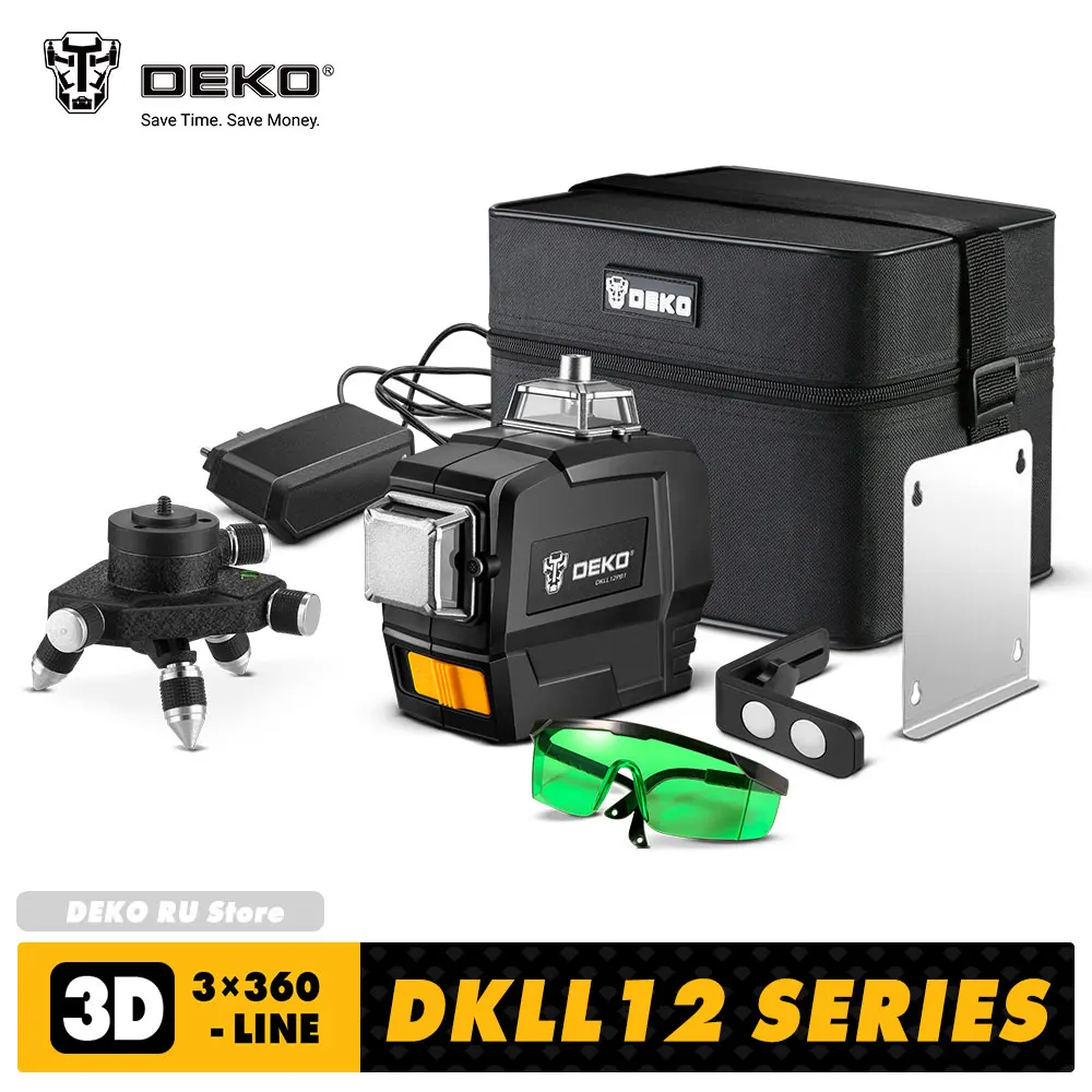

DEKO DKLL12PB 3,7 V 3X360 зеленый линейный лазерный уровень строительные инструменты Инструменты для измерения и анализа