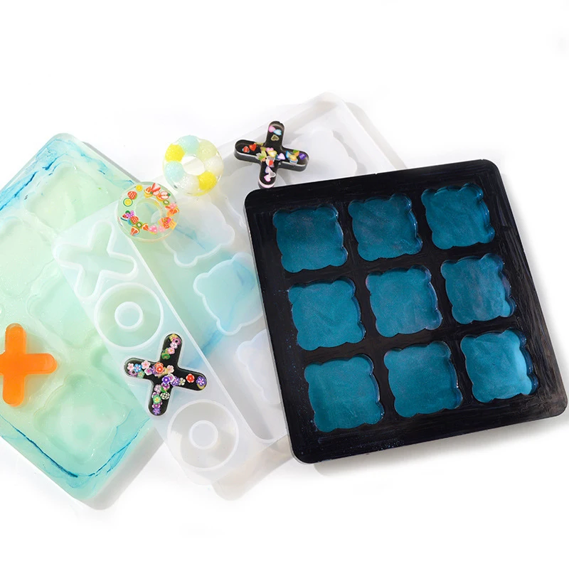 

Tic-tac-toe Ox Chess Game Epoxy Resin Mold XO Board Silicone Mould DIY Jewelry Pendant Childhood Fun Game Mirror Moulds Handmade
