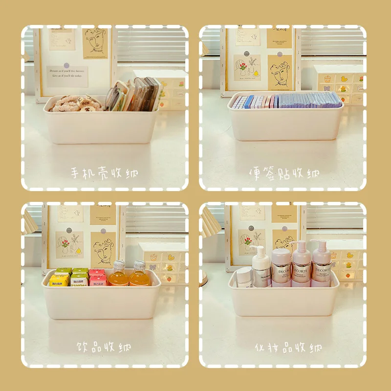 cute desktop mobile phone case storage box ins multifunctional cosmetics organizer box large capacity kawaii storage basket free global shipping