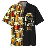 2022 hawaiian shirts 3d print beer short sleeved cuban retro shirt beach wear tshirt top party vintage style for men women 5xl