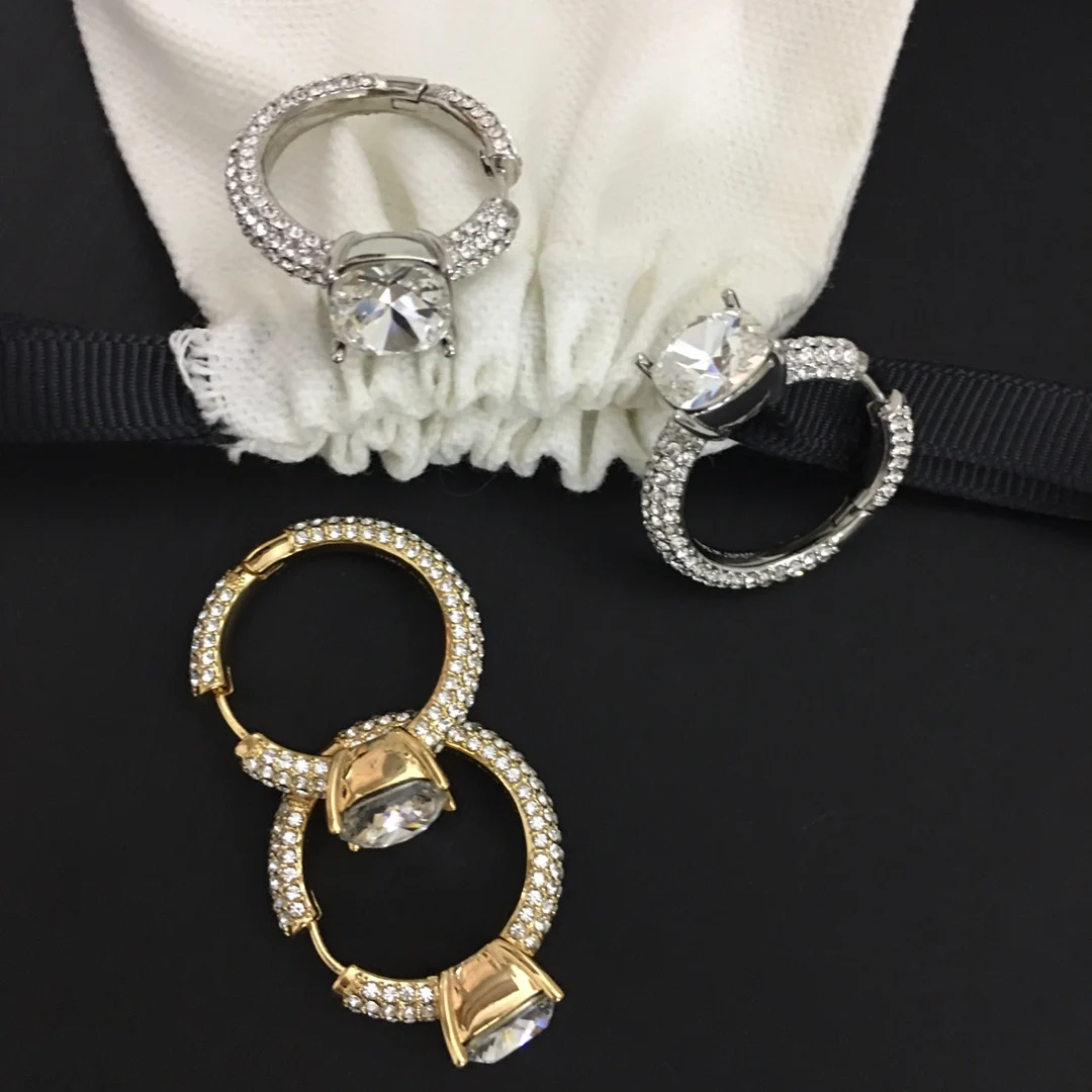 

European and American fashion personality crystal personality hoop earrings
