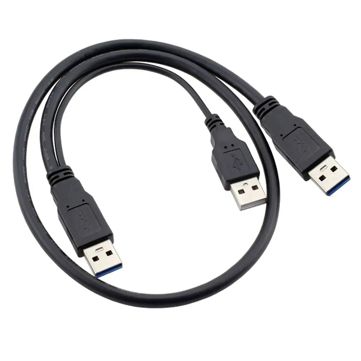 Фото Поставка черного цвета 0,5 м USB 2.0 3.0 Dual USB Male to Micro Mini USB A B C male Портативный кабель для хранения устройств с блоком питания №1