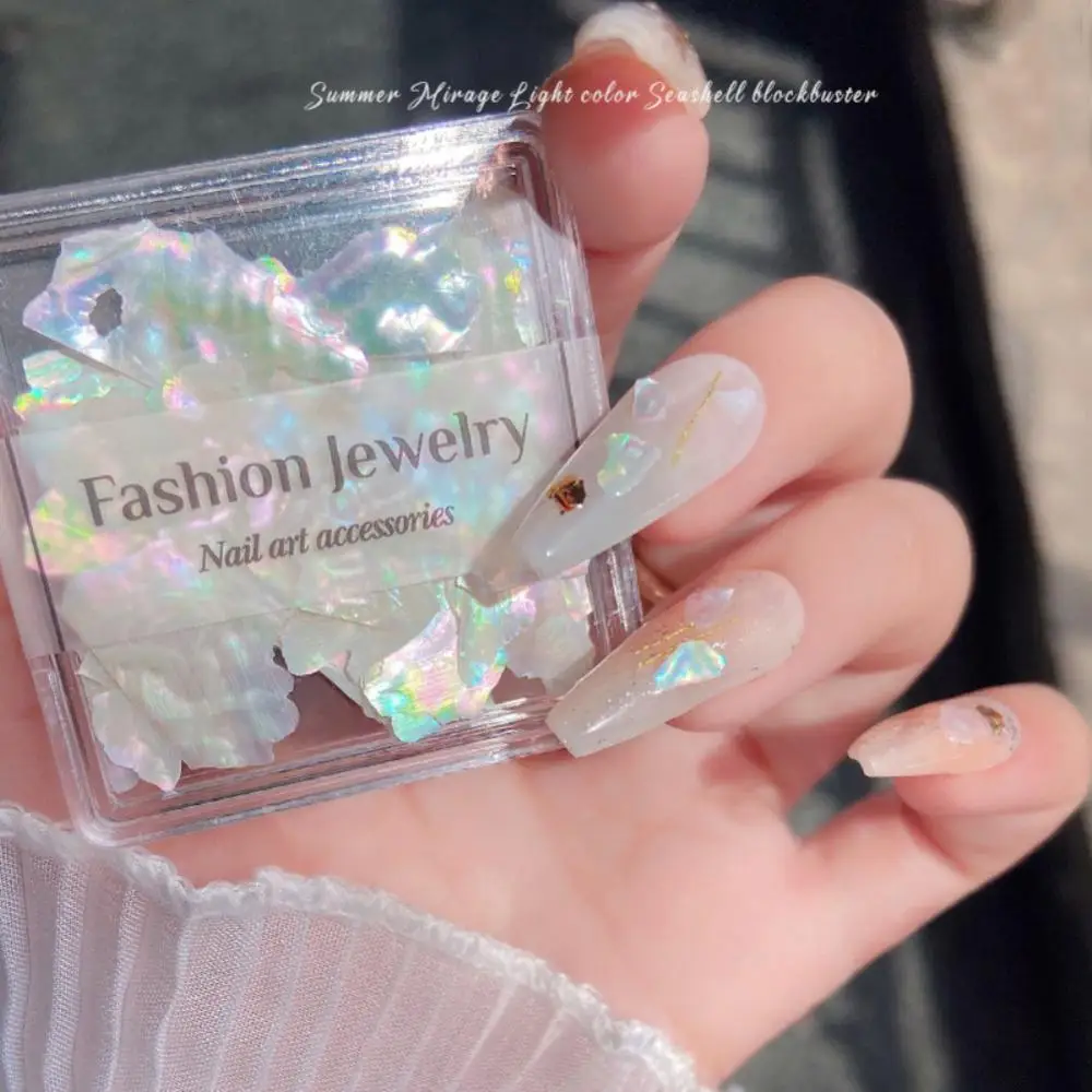 1~20PCS Gel Nail Polish Decor Irregular Colorful Seashells Aurora Nail Supplies Nail Charms 3d Glitter Sea Shell Manicure