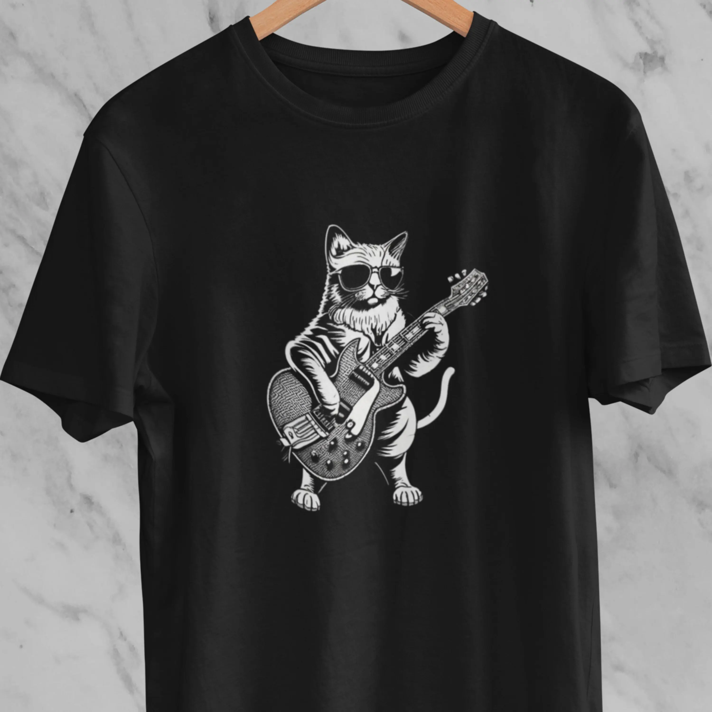Cat Guitar Player T Shirt Cool Guitarist For Lover Music Fans