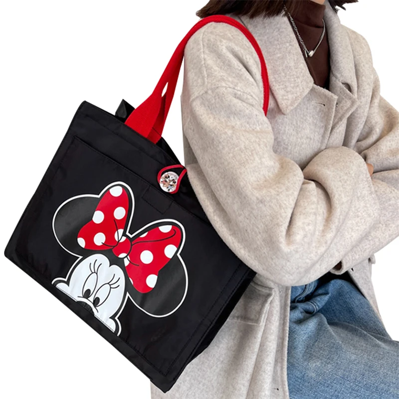 

Disney Mickey Mouse Anime Nylon Shopping Bag Donald Duck Kawaii Large Capacity Portable Shoulder Bag
