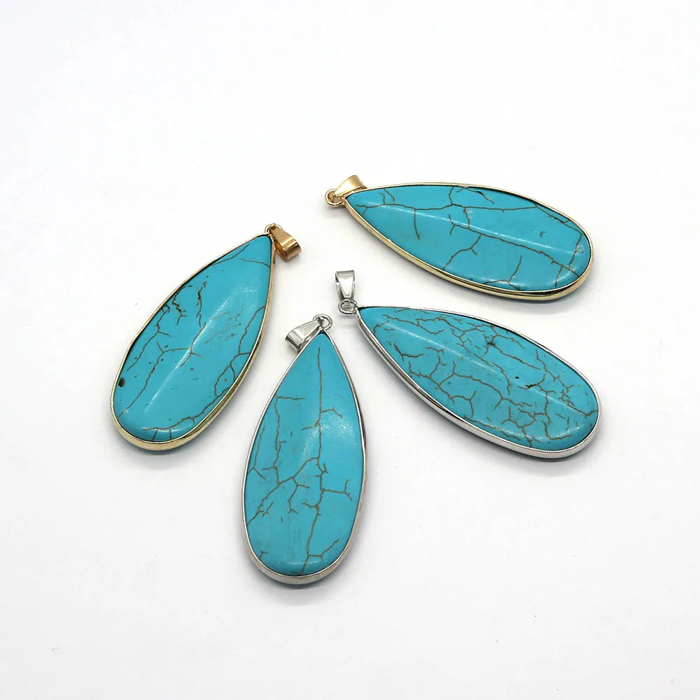 

Blue Natural Lycopodium Water Drop Gilded Wrapped Jewelry Pendant for DIY Women Bracelet Necklace Accessories Fashion Charm Gift