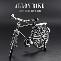 Simulation 1:10 Scale Chinese Style Diecast Metal Model Retro Bicycle Toy Retro City Bicycle Men's Miniature Replica Collection