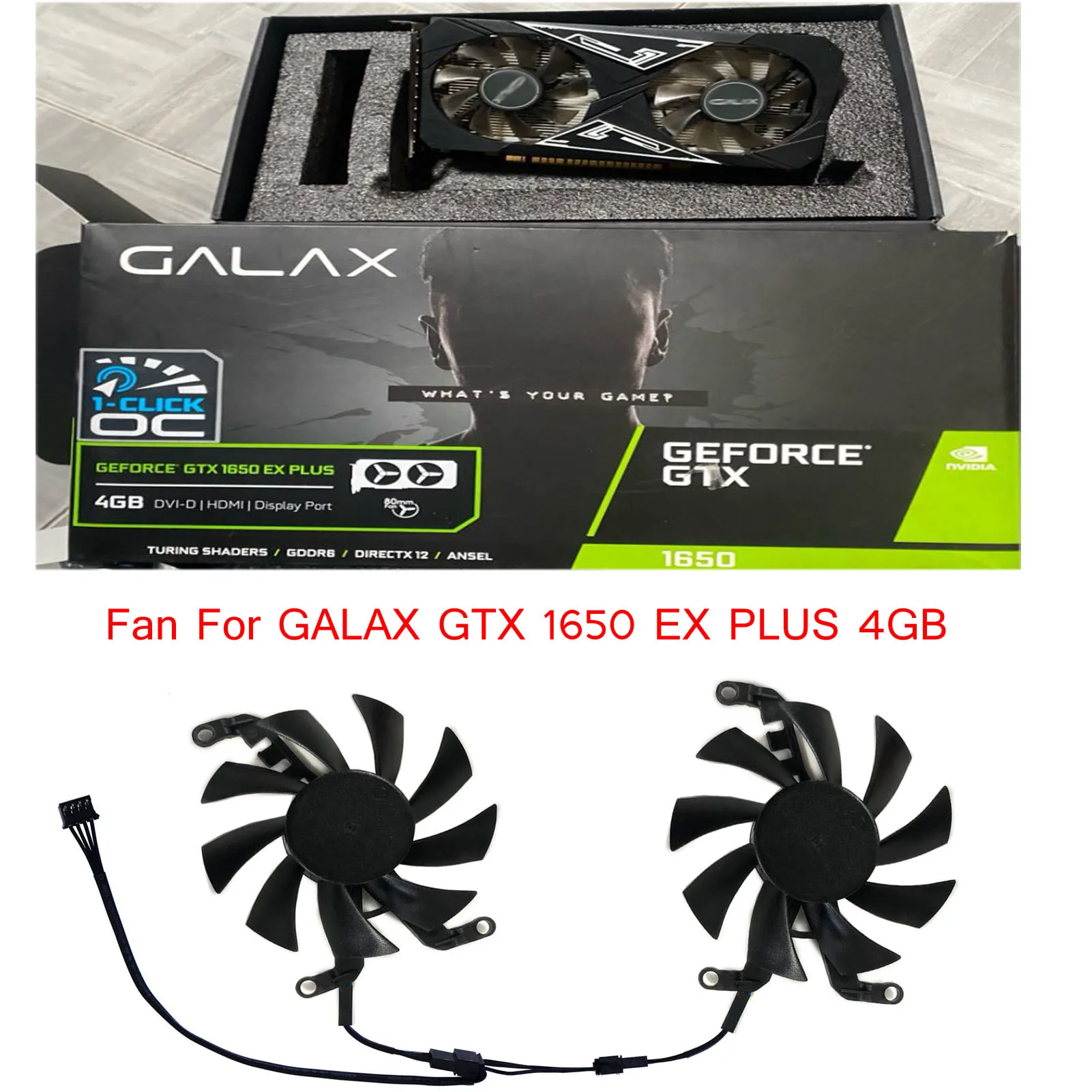 Фото Вентилятор для видеокарты, охладитель GPU VGA, для GALAX GTX 1650 GTX1650 EX PLUS 4GB, 2 шт./компл., DIY 75 мм T128015SM №3