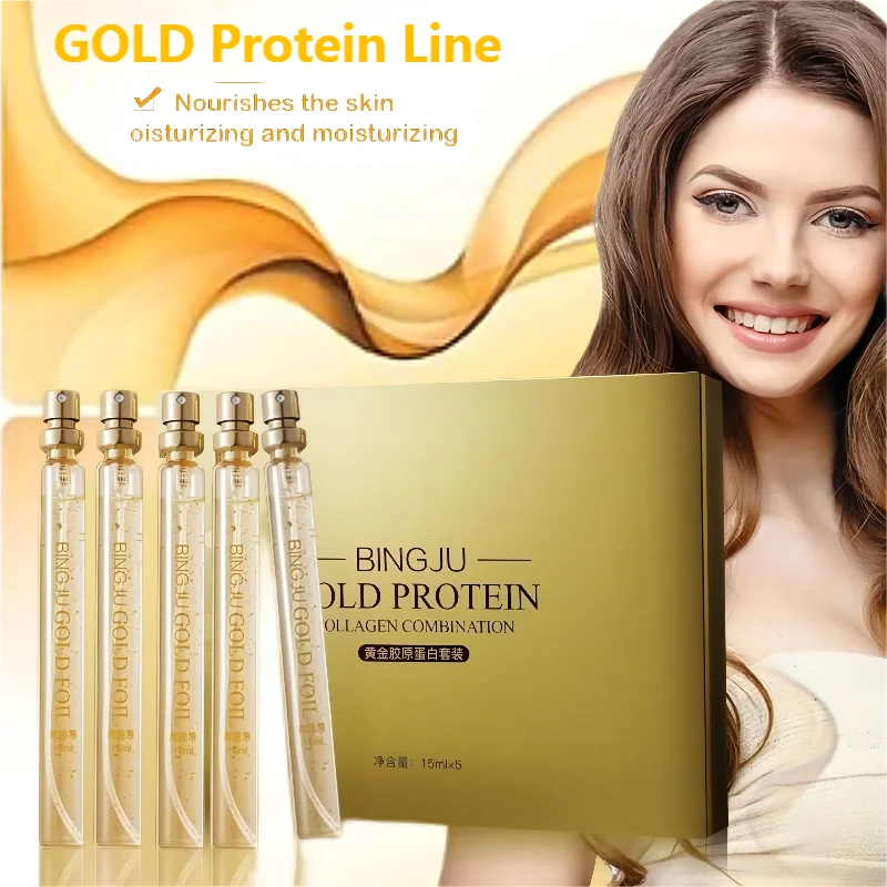 Soluble Face Lifting Threads Collagen Facial Essence Protein Peptide Gold Silk Wire Face Serum for Anti-Aging Firming Skin