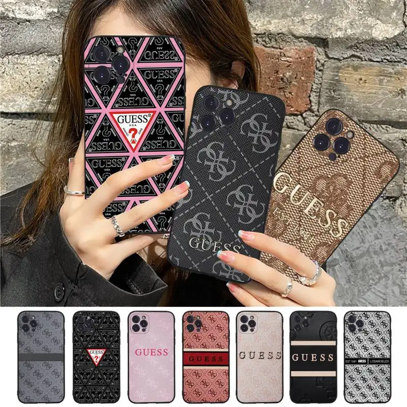 

Stylish Triangle Letter Guess Phone Case For iPhone 13 11 8 7 6 6S Plus X XS MAX 5 5S SE 2020 XR 11 pro Funda