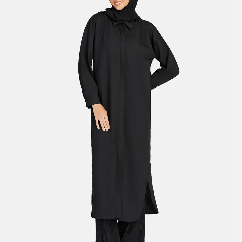 

Abaya Dubai Muslim Hijab Dress Islamic Prayer Clothes Jilbeb Robe Fashion Botton Turn Down Collar Shirt Dresses Turkey Kaftan