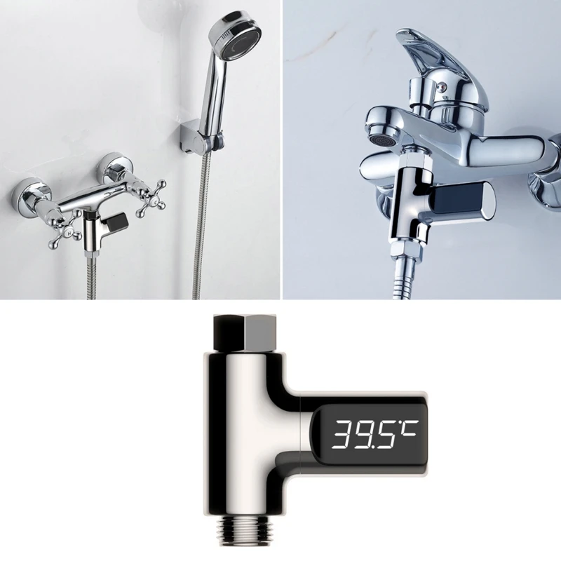 

LED Digital Shower Thermometer Battery Free Real Time Water Temperature Monitor