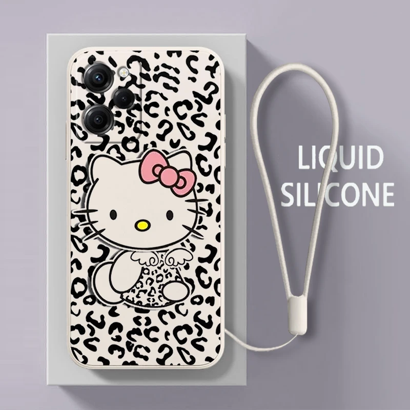 

Hellokitty Kawaii Cat For Xiaomi POCO X5 M5 C40 M4 X4 F4 C40 X3 NFC F3 GT M4 M3 M2 Pro C3 4G 5G Liquid Rope Phone Case Fundas