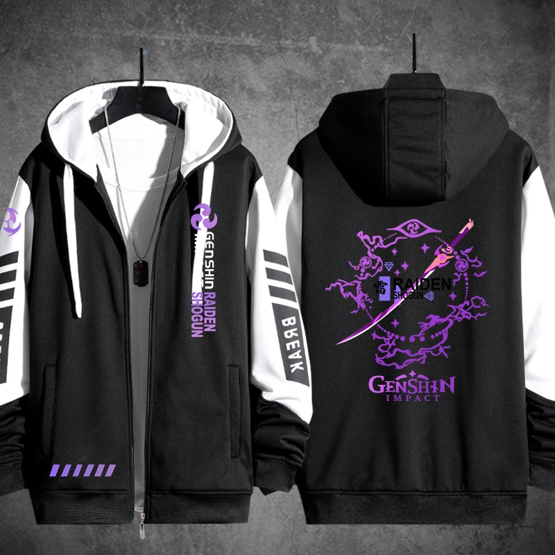 Anime Genshin Impact Beelzebul 3D Print Zip Up Hoodie Women/Men Harajuku Sweatshirt Raiden Shogun Cosplay Zipper Hooded Jacket