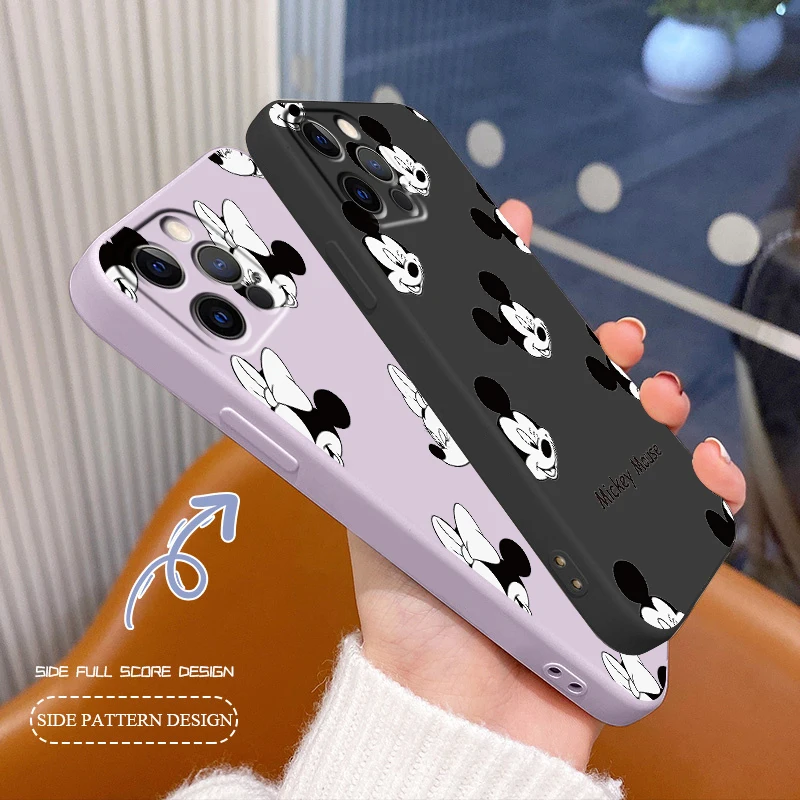 

Disney Mickry Art Cool Cute Phone Case For Apple iPhone 14 13 12 Mini 11 XS Pro Max X XR 8 7 SE 2020 Armour Liquid Rope Cover