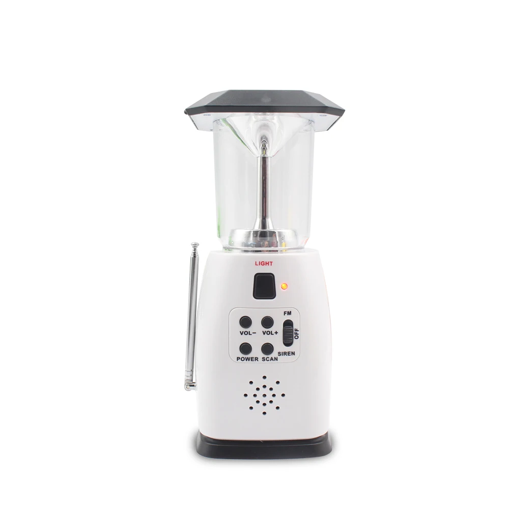 

Solar hand-cranked multi-function radio with camping lights and emergency alarm sound