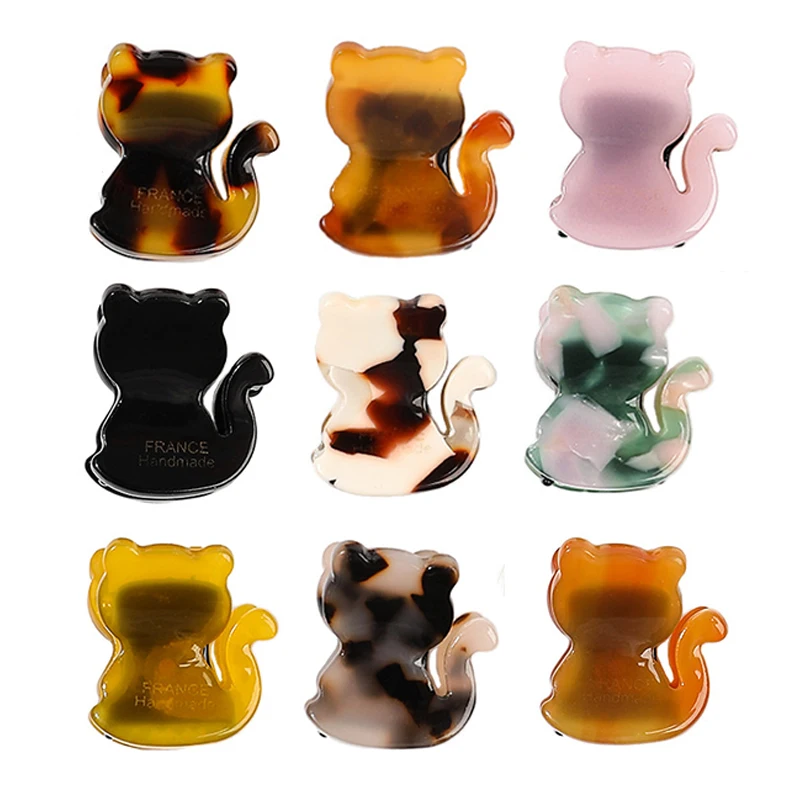 

Tortoiseshell Cat Hairpins Acetate Bear Barrette Small Bangs Hair Claw Hair Wear Girls Hair Crab Clip Hair Accessories For Women