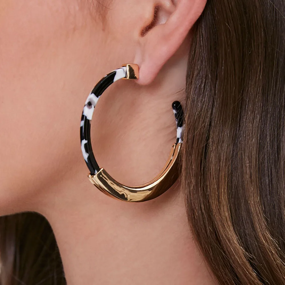 

Acrylic Leopard Round Hoop Earrings Acetic Acid Sheet For Women Big Minimalistic Circle Earrings Wedding Party Jewelry