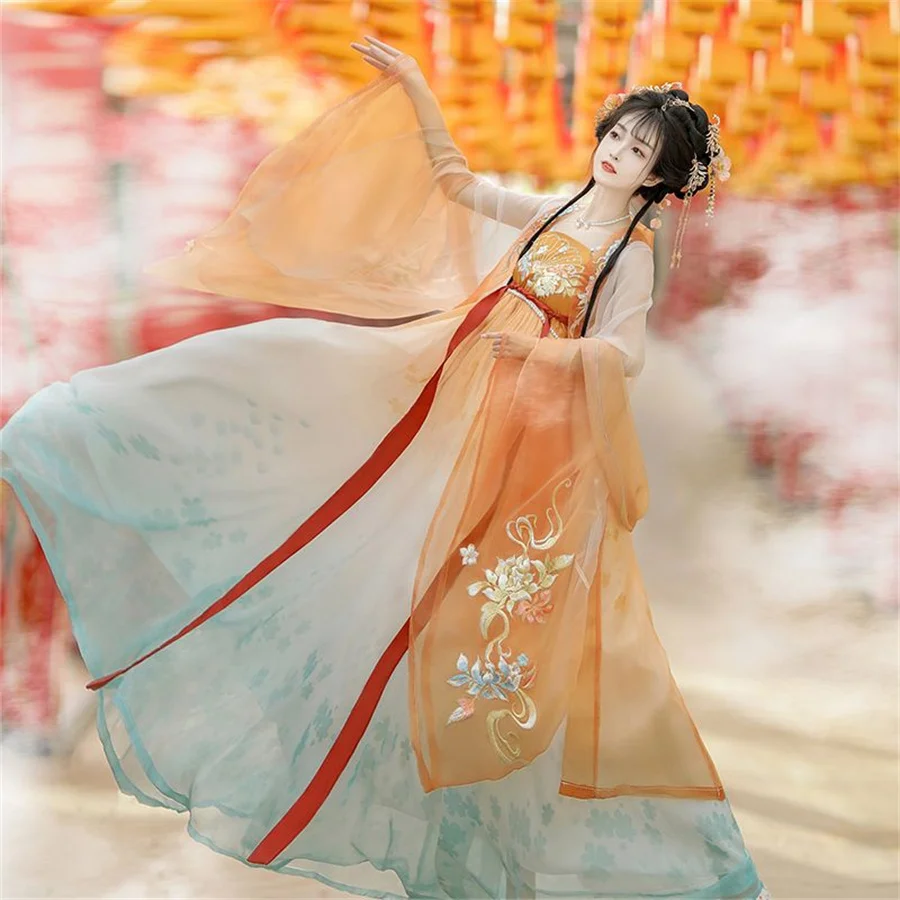 Винтажное женское традиционное китайское платье Hanfu для сценических танцев