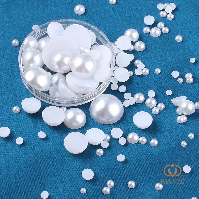 Высококачественные полужемчужные плоские полушарики из белого АБС-пластика
