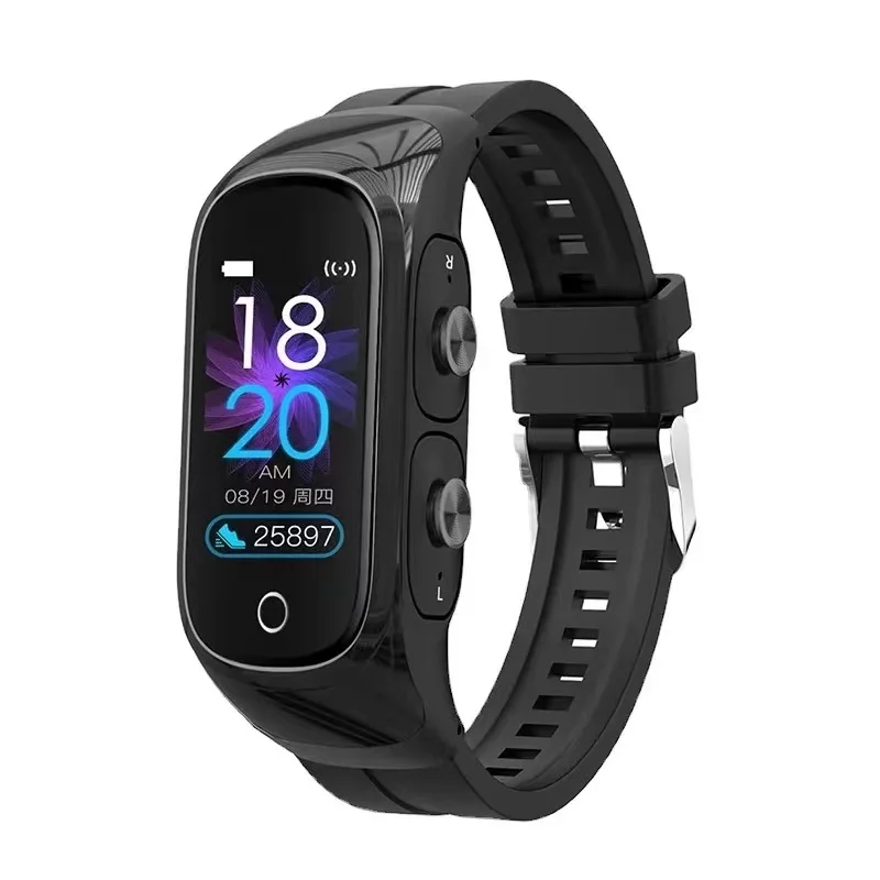

2023 New N8 call smart bracelet Bluetooth headset two-in-one music heart rate sleep monitoring TWS waterproof Hot Sale