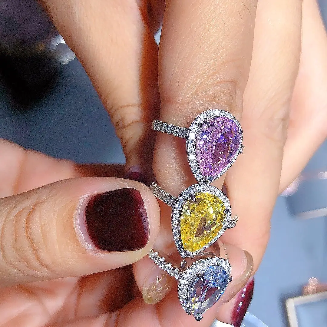 

Модные обручальные кольца с кристаллами и бриллиантами 8А, классическое серебряное кольцо с цирконием с любовью, овальное женское кольцо, ш...