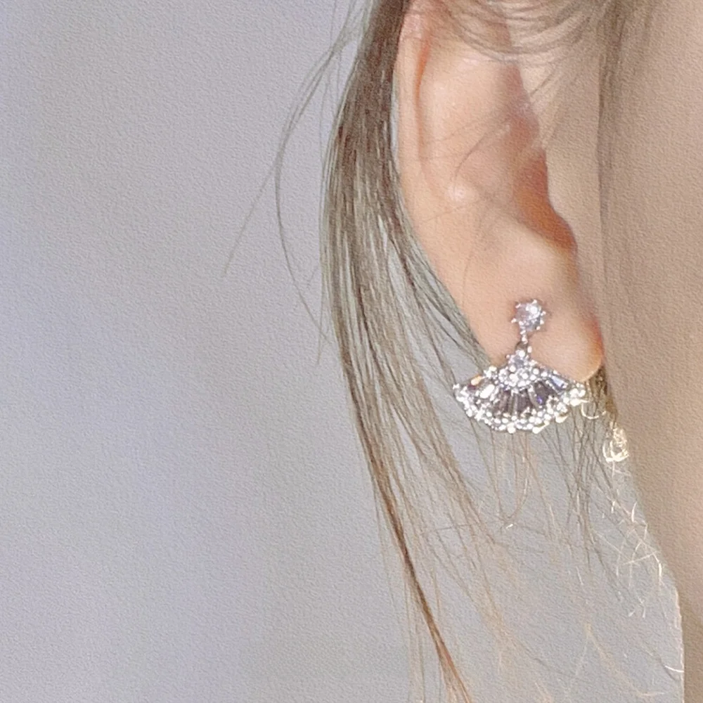 Ziluo Secret Fan новые китайские серьги в форме веера с фиолетовым цирконием легкие