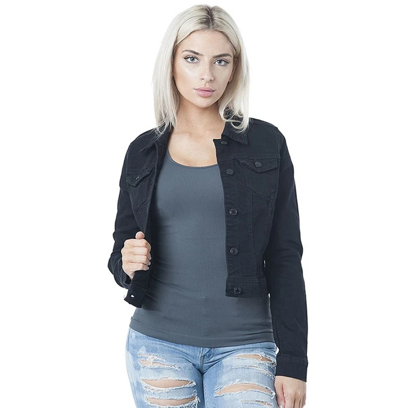 Женская джинсовая куртка 2022 классическая короткая женские джинсы синяя черная