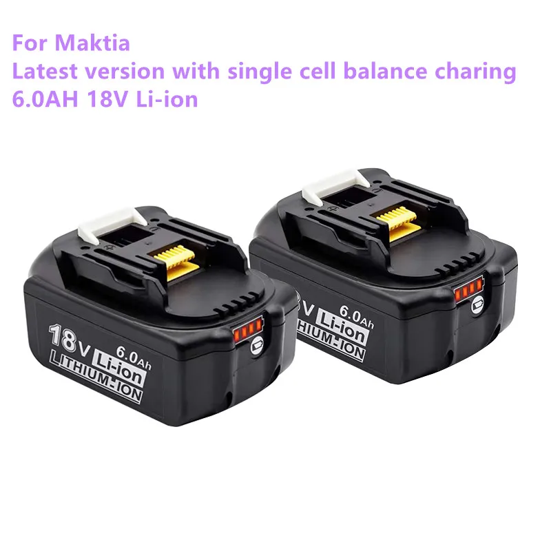

100% Оригинальная Аккумуляторная батарея Makita 18 в 6000 мАч для электроинструментов с зеркальной заменой Li-Ion LXT BL1860B BL1860 BL1850 BL 1830