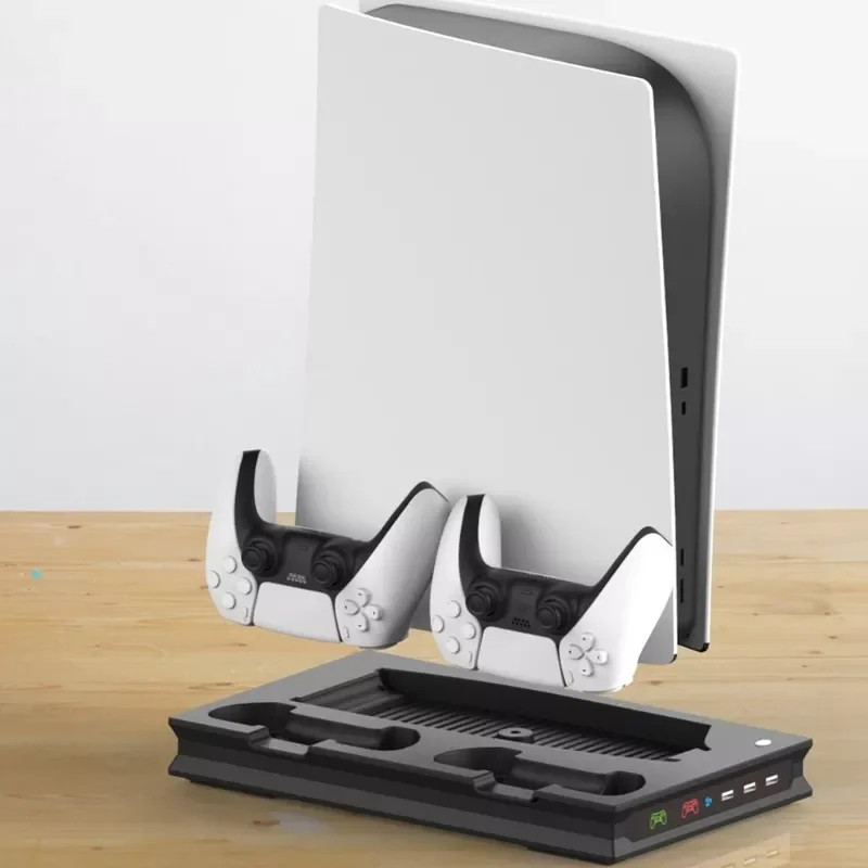 

Multi-function Cooling Stand Handle Charging Base Bracket Built-in Cooling Fan Compatible with PS5 Digital/Optical Drive