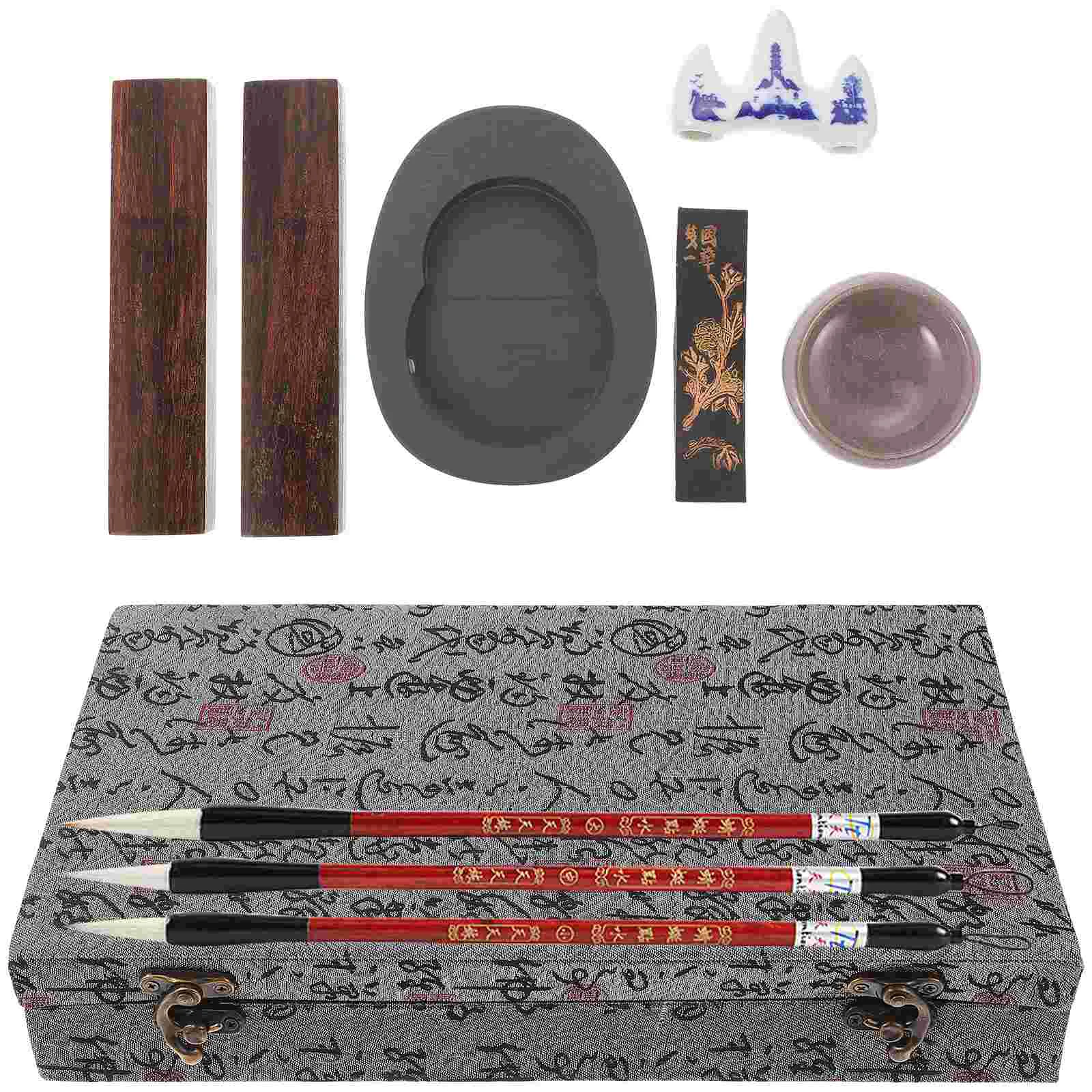 

1 Set Chinese Four Treasures of the Study Kit Paper Weight Ink Stone Brush Pen Kit