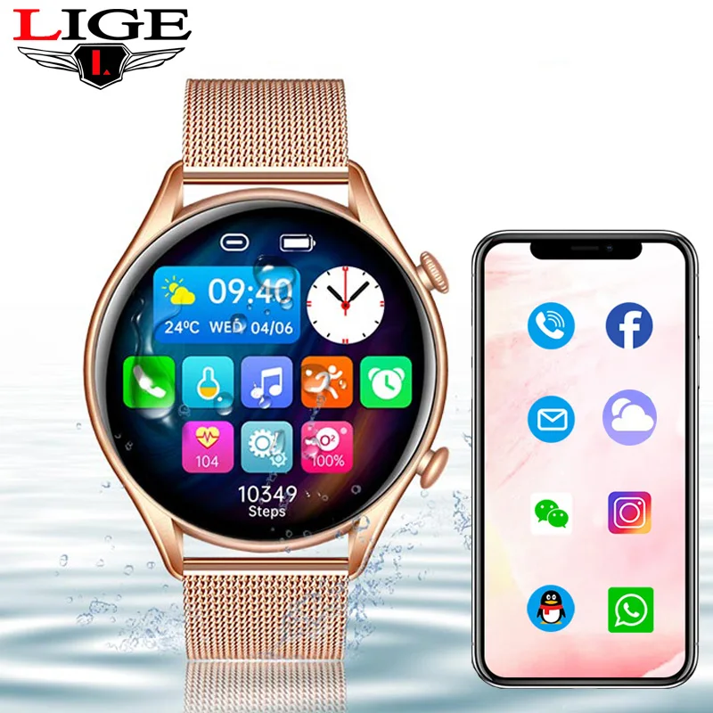 

LIGE Bluetooth Call Smart Watches Women Men Sports Fitness Tracker Blood Pressure Smart Bracelet Alarm Clock 2022 New Smartwatch