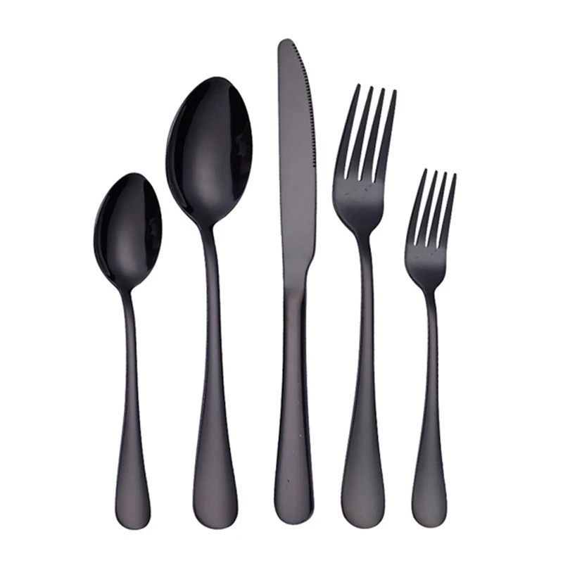 

Черный цвет, матовый набор столовых приборов из нержавеющей стали, набор столовых приборов для домашних кухни, рекомендуется ручная стирка