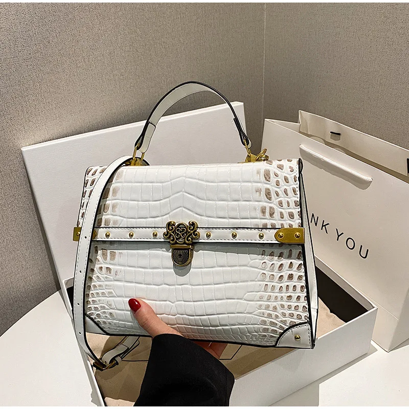 

Crocodile Pattern Handbag 2023 Autumn Leather Purse Luxury Designer Retro Shoulder Bag Large Capacity Crossbody Bag High Quality