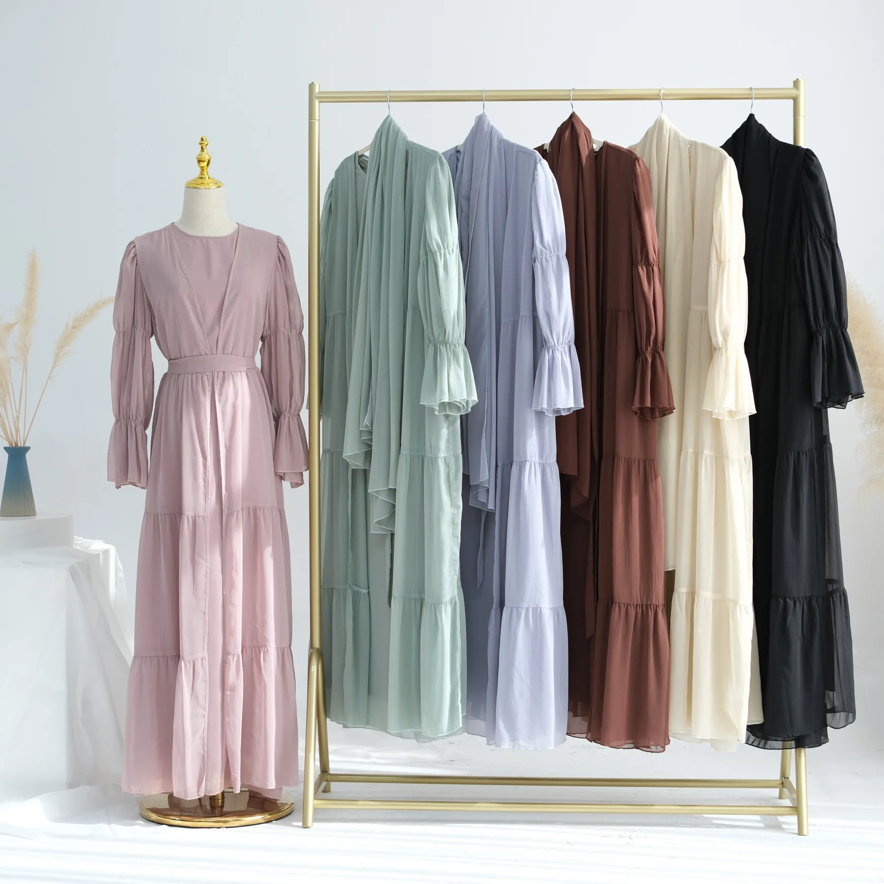 UNI Ramadan Одежда Комплект из 3 предметов Мусульманская женская Абая с Худжабом Femme