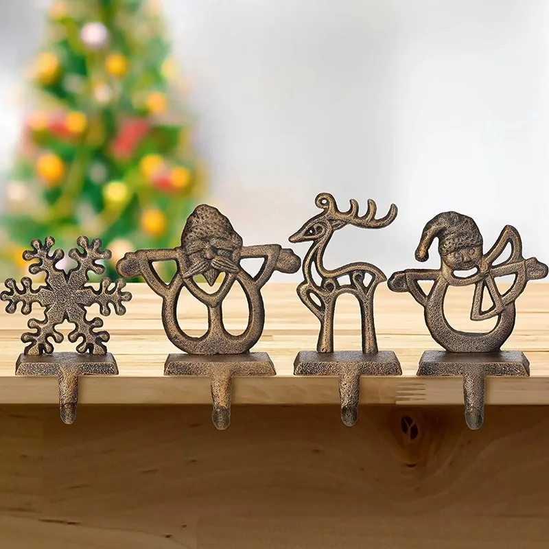 2 шт. набор держателей для рождественских чулок камина металлический снеговик