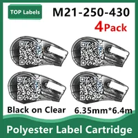 1~4PK Compatible M21-250-430 Polyester Cartridge Maker Film Sticks for Labeller,Handheld Label Printer,Black on Clear, 6.35mm