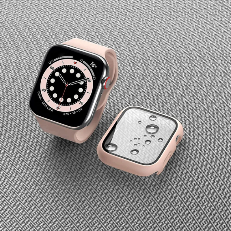 Фото Чехол для Apple Watch 38 мм, 42 мм, 40 мм, 44 мм, 41 мм, 45 м, защитный чехол, матовый жесткий ПК, бампер, стекло, iWatch 9 8 7 6 5 SE 4 3 №4