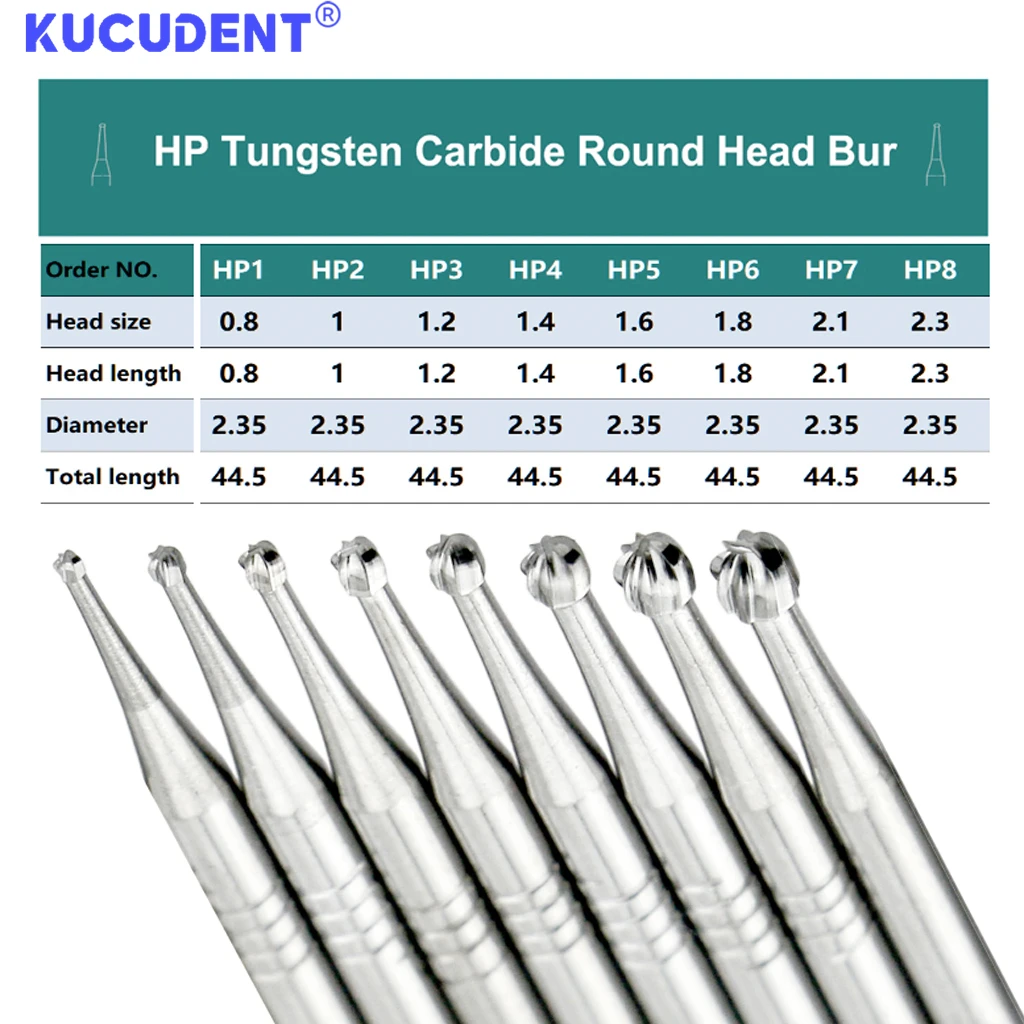 KUCUDENT 6 шт./коробка стоматологические боры из карбида вольфрама HP с круглой