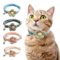 1pc cute cartoon flower bell collar adjustable cat necklace pet collar traction safety buckle necklace small dog dog supplies