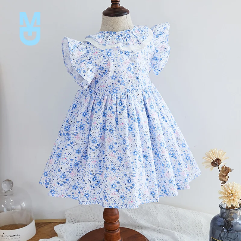 

New Baby Girl Smocked Floral Dress Infant Smock Frocks Children Spanish Boutique Clothes Baby Girl Spain Handmade Smocking Dress