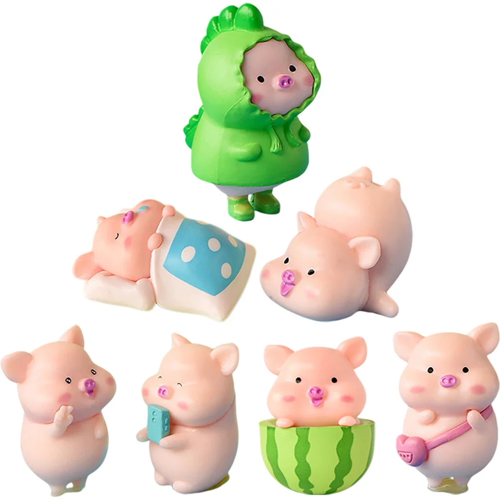 

7 Pcs Micro Landscape Decorative Ornaments Animal Figurines Garden Decoration Mini Small Plastic Miniature