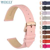 wocci genuine leather watch band 8mm 10mm 12mm 14mm 16mm 18mm 20mm bracelet for ladies stainless steel buckle replacement strap