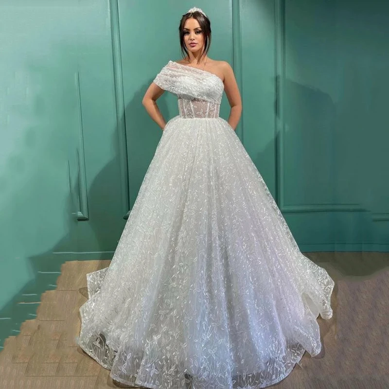 

Smileven Princess Wedding Dress Lace One Shoulder Ball Gowns Bride Dresses Robe De Mariee Wedding Gowns