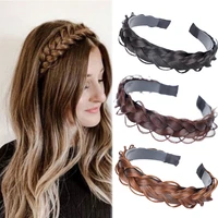 fashion women anti slip headband twist braid fishbone braid wig hair hoop 11 51 8cm retro elegant wig braided hair accessories