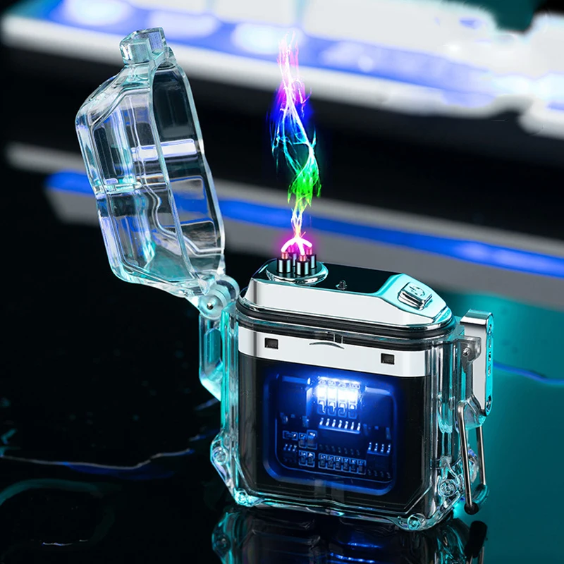 

Водонепроницаемая электрическая зажигалка, прозрачная плазменная зажигалка с двойной дугой, ветрозащитная зажигалка с USB-зарядкой, уличны...