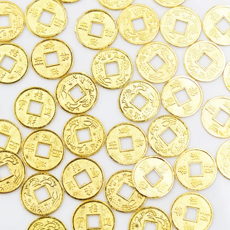New 10/30Pcs 14mm/20mm Golden Chinese Ancient Feng Shui Lucky Coin Good Fortune Dragons Antique Wealth Money for Collection Gift