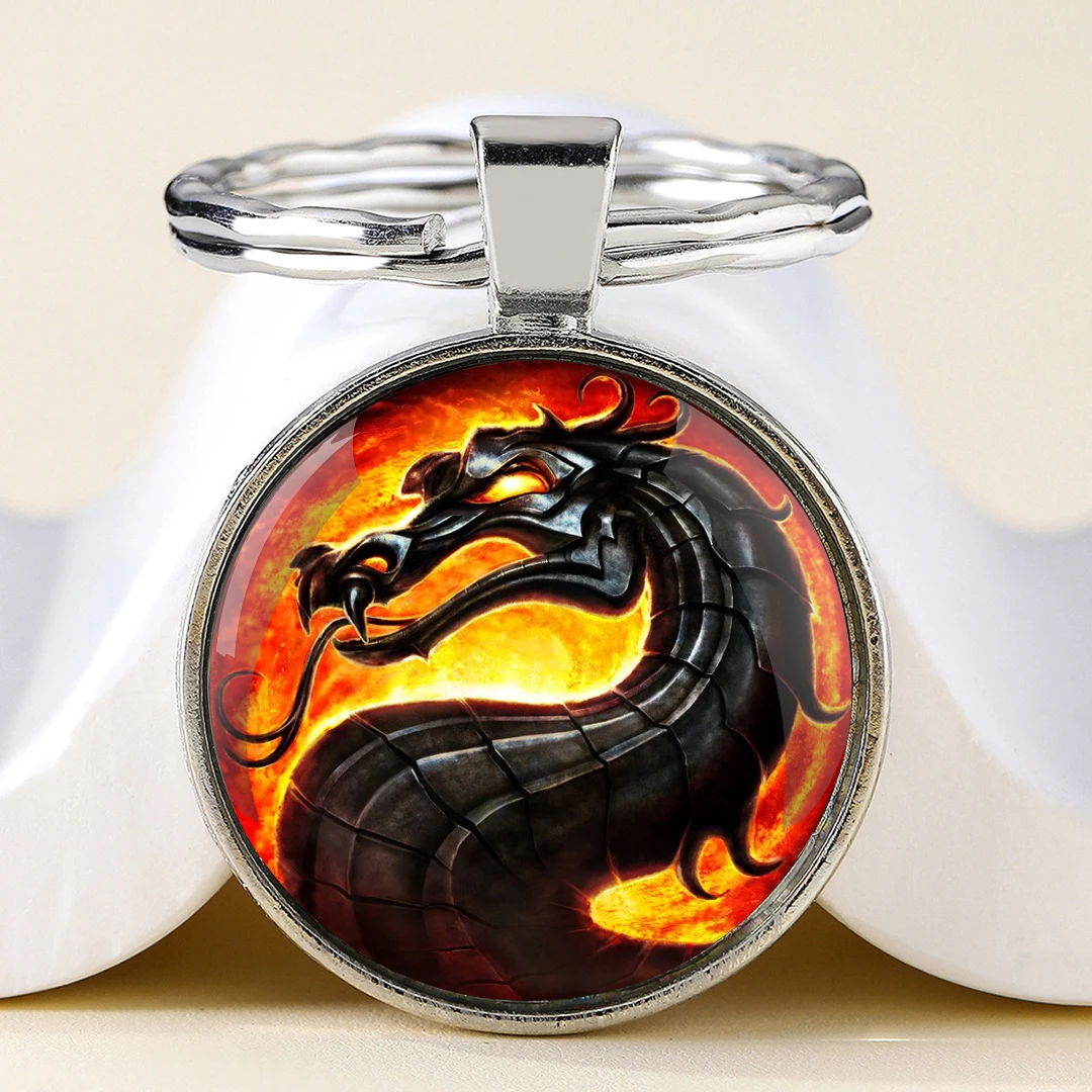 Ретро классический Dregon круглый стеклянный купол брелок уникальные брелоки