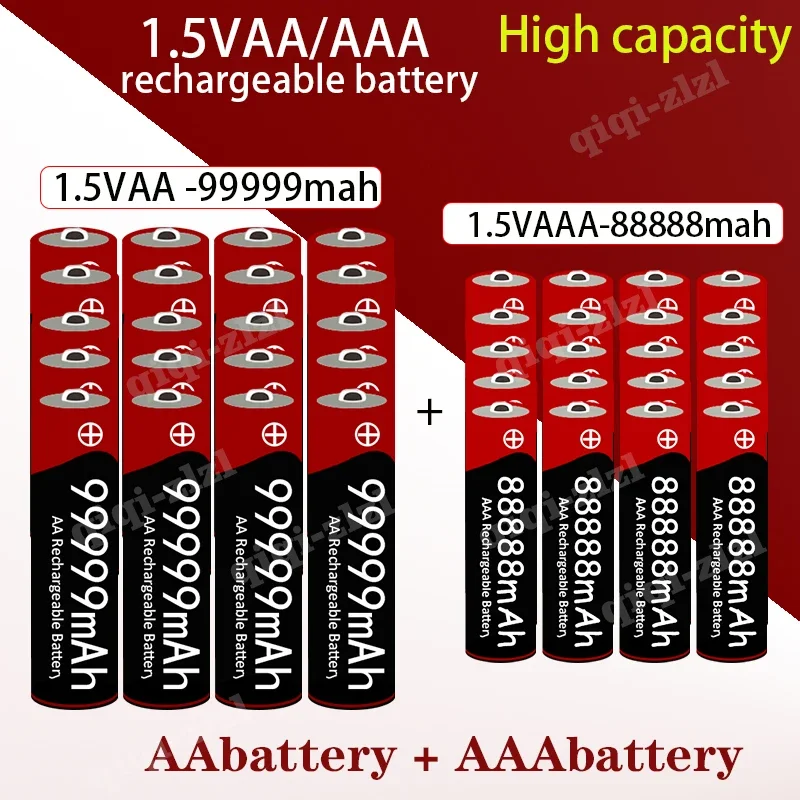 

2023 New AA+AAA Battery 1.5VAA High Capacity 99999mAh+1.5VAA88888mAh Alkaline 1.5V Clock Toy Camera Battery Rechargeable Battery
